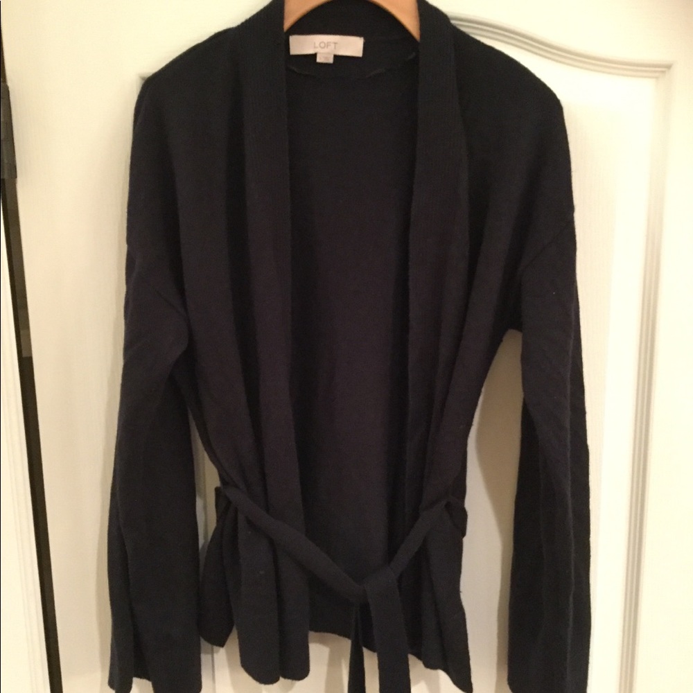 Loft Bell sleeve navy wrap cardigan